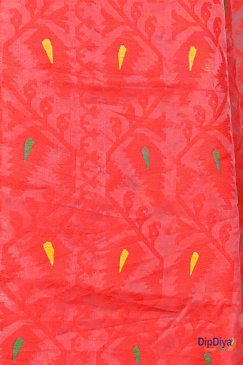 White Red Cotton Silk Parmix Hand Loom Saree (365)